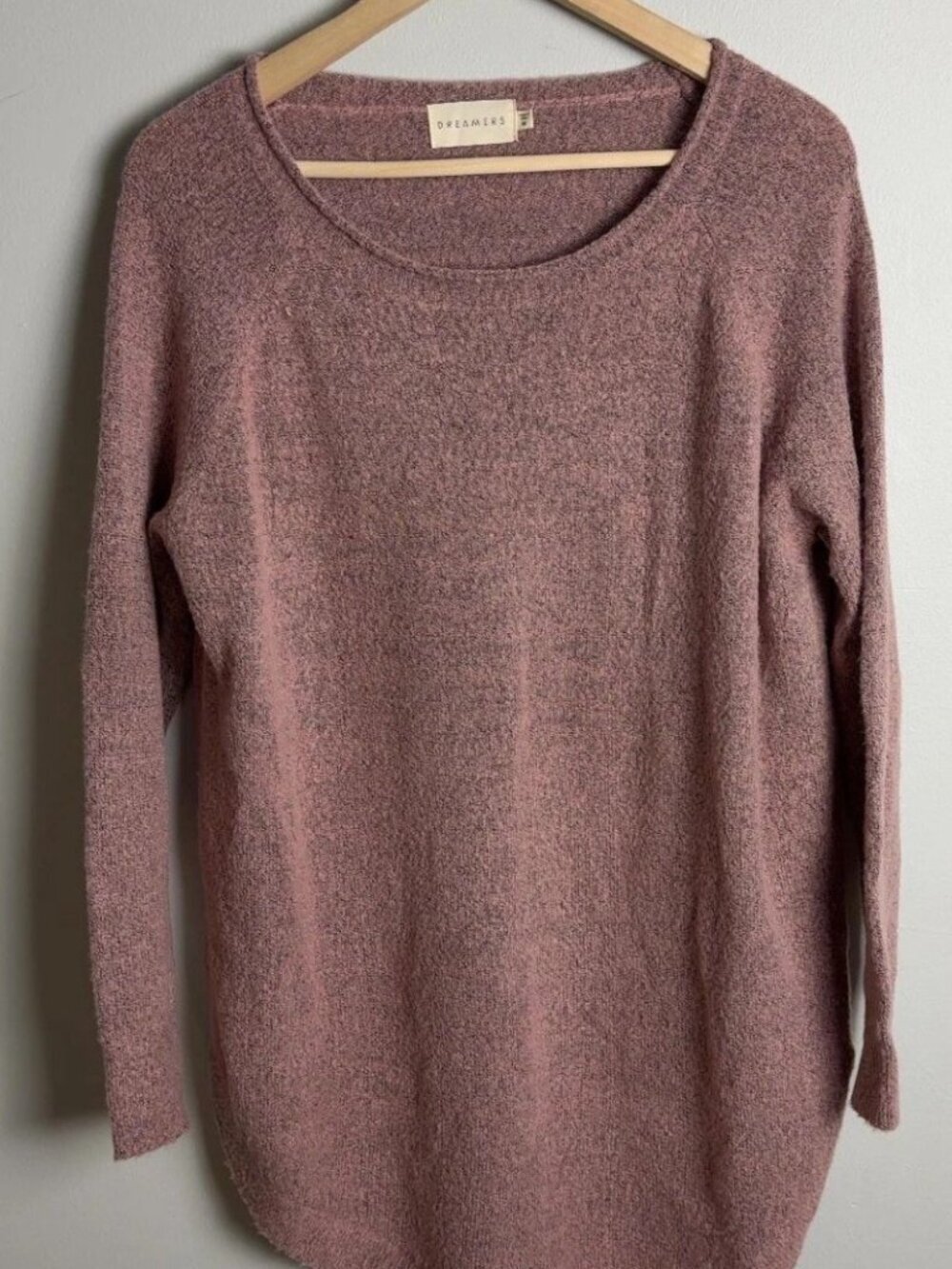 Dreamers by Debut Pink Mauve Marled Knit Sweater Size Medium T2177 Women’s